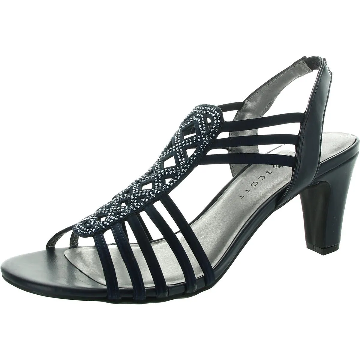 Danely Womens Faux Leather Rhinestone Slingback Sandals