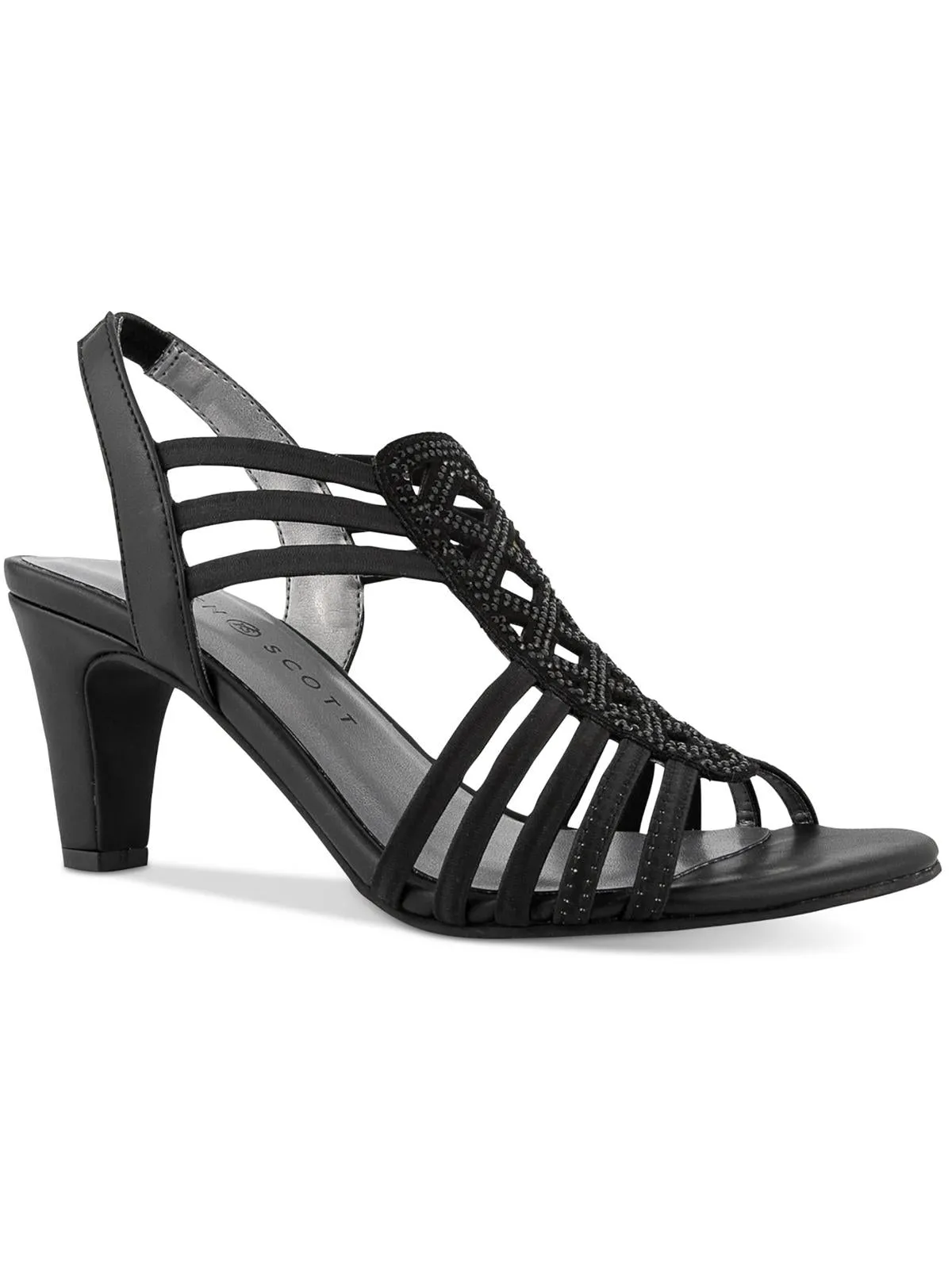 Danely Womens Faux Leather Rhinestone Slingback Sandals