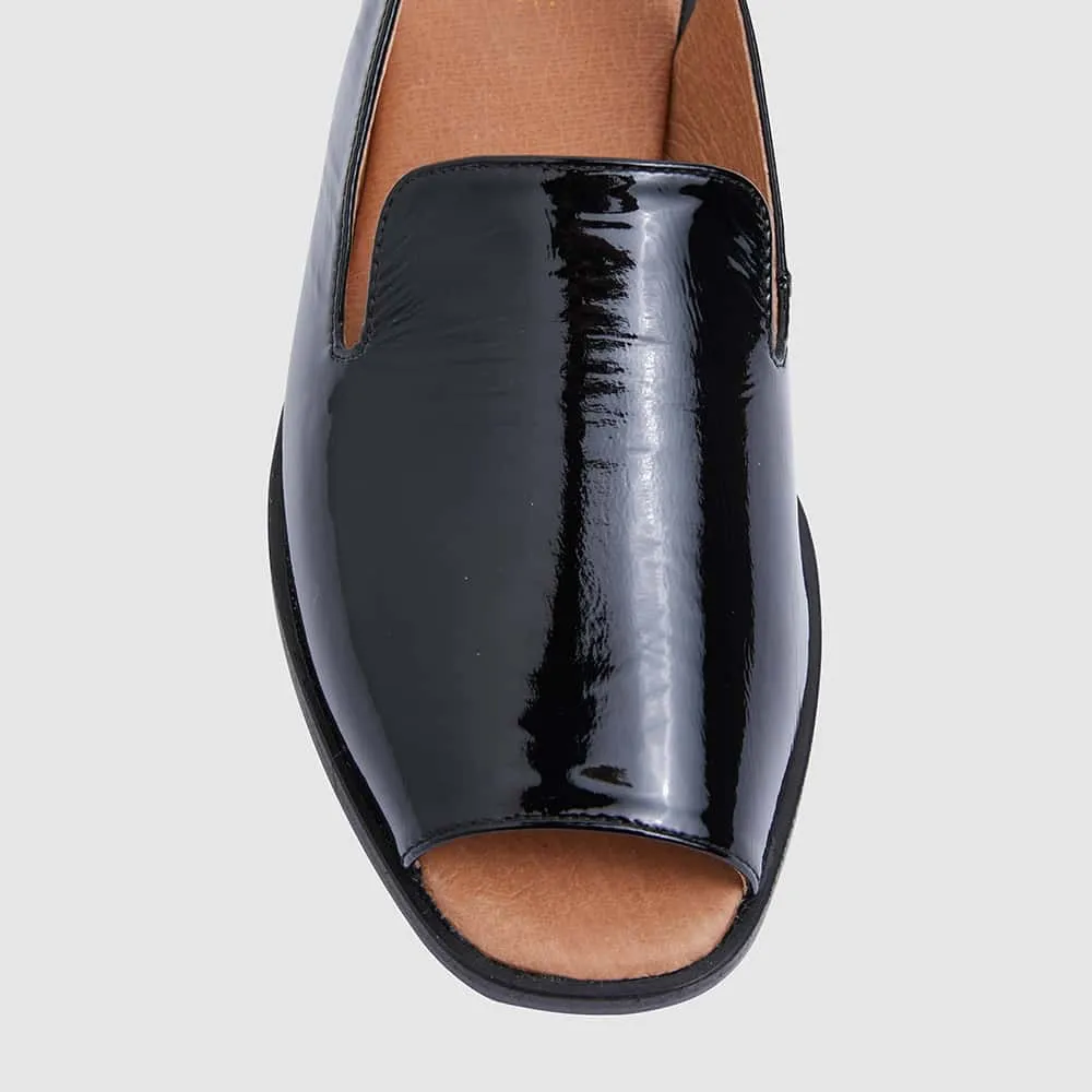 Delaney Sandal in Black Patent