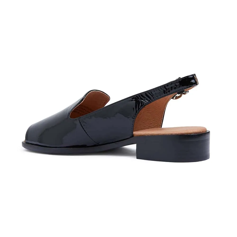 Delaney Sandal in Black Patent