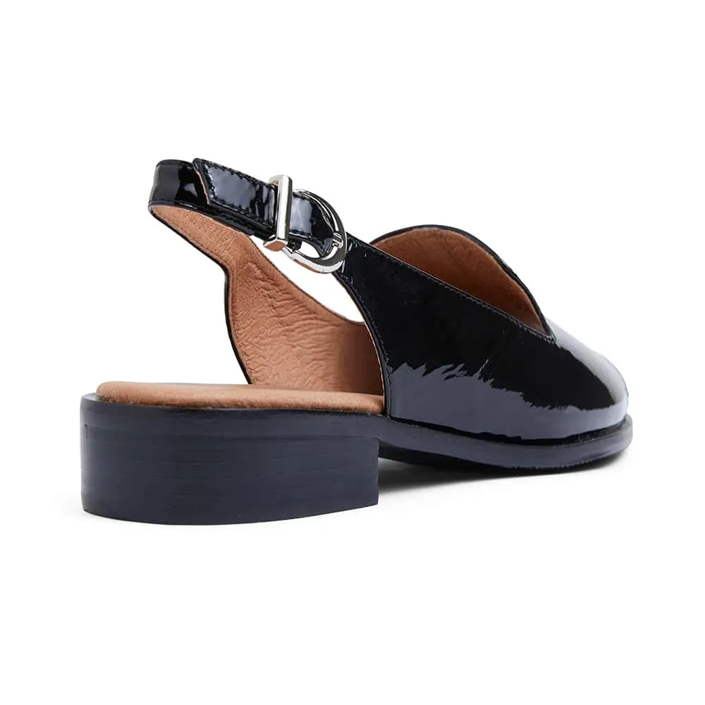 Delaney Sandal in Black Patent