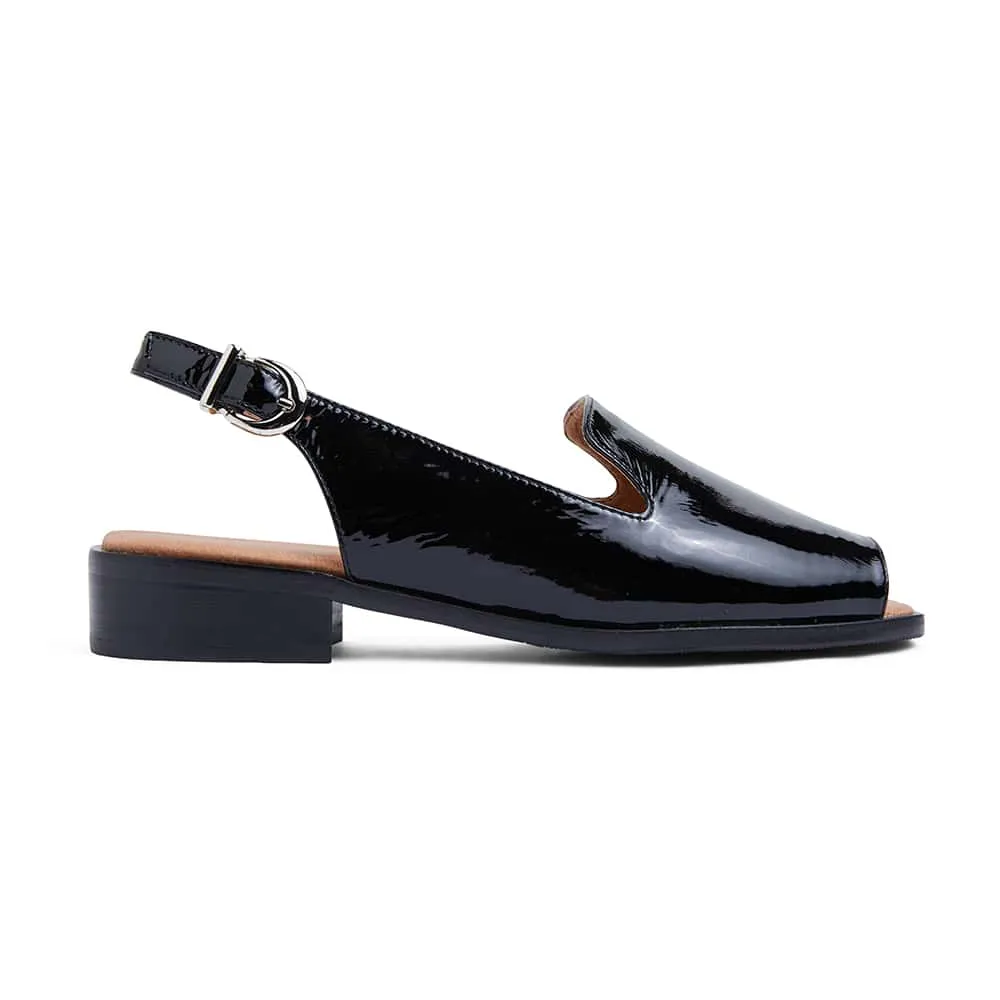 Delaney Sandal in Black Patent