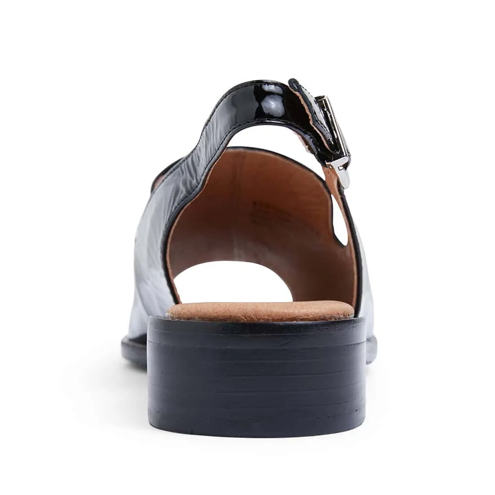 Delaney Sandal in Black Patent