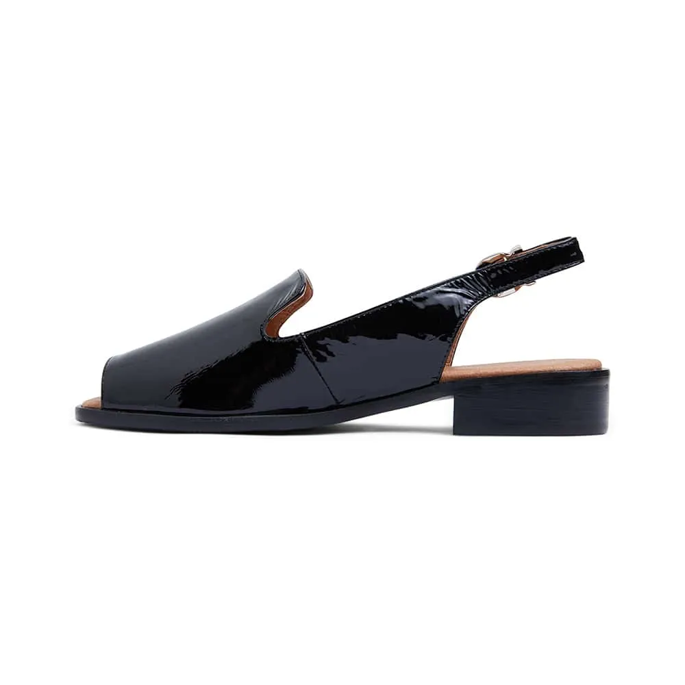 Delaney Sandal in Black Patent