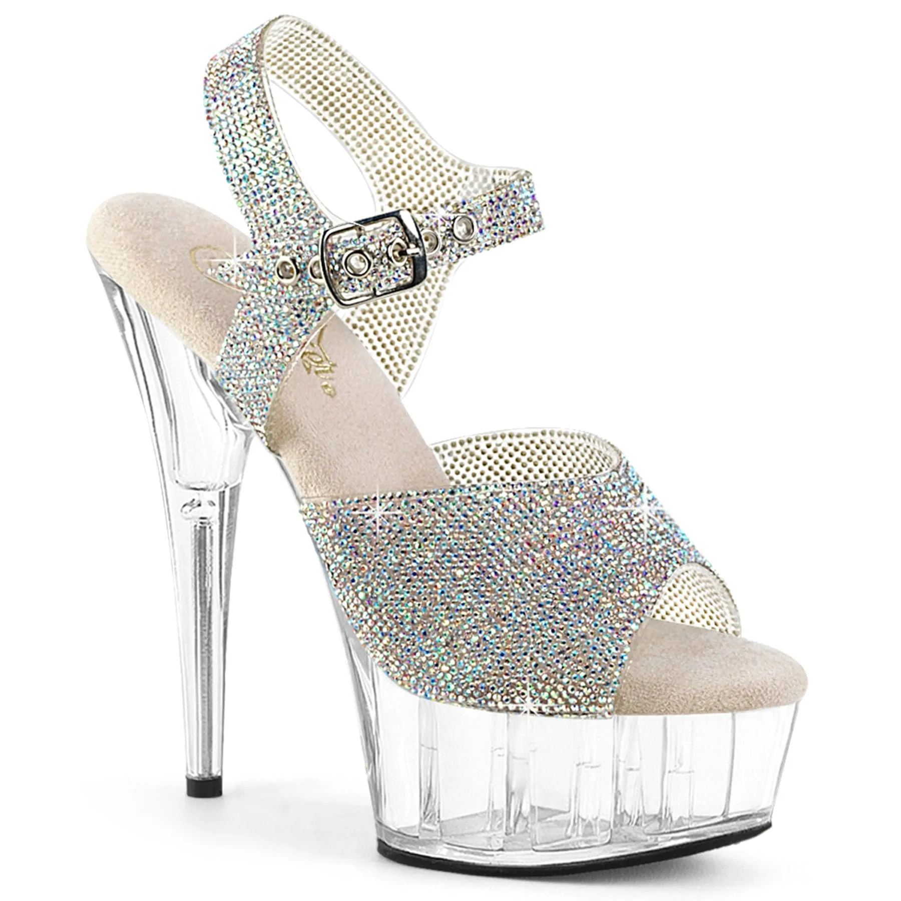 DELIGHT-608N-RS Silver AB Rhinestones TPU/Clear