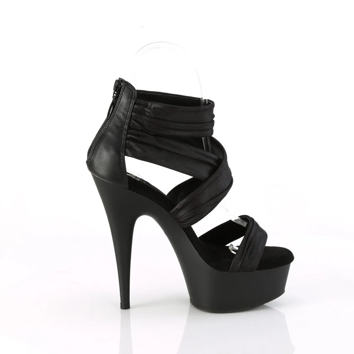 DELIGHT-620 Black Faux Leather-Fabric/Black Matte
