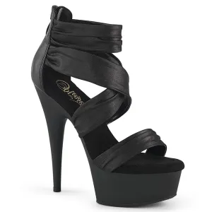 DELIGHT-620 Black Faux Leather-Fabric/Black Matte