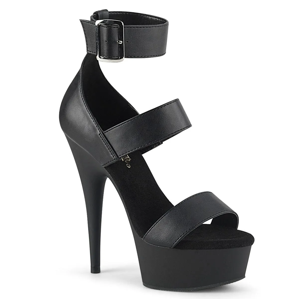 DELIGHT-629 Black Faux Leather/Black Matte