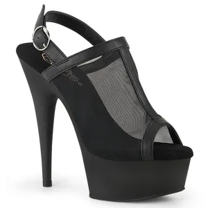 DELIGHT-636 Black Faux Leather-Mesh/Black Matte