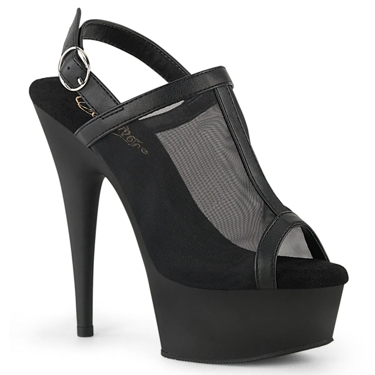 DELIGHT-636 Black Faux Leather-Mesh/Black Matte
