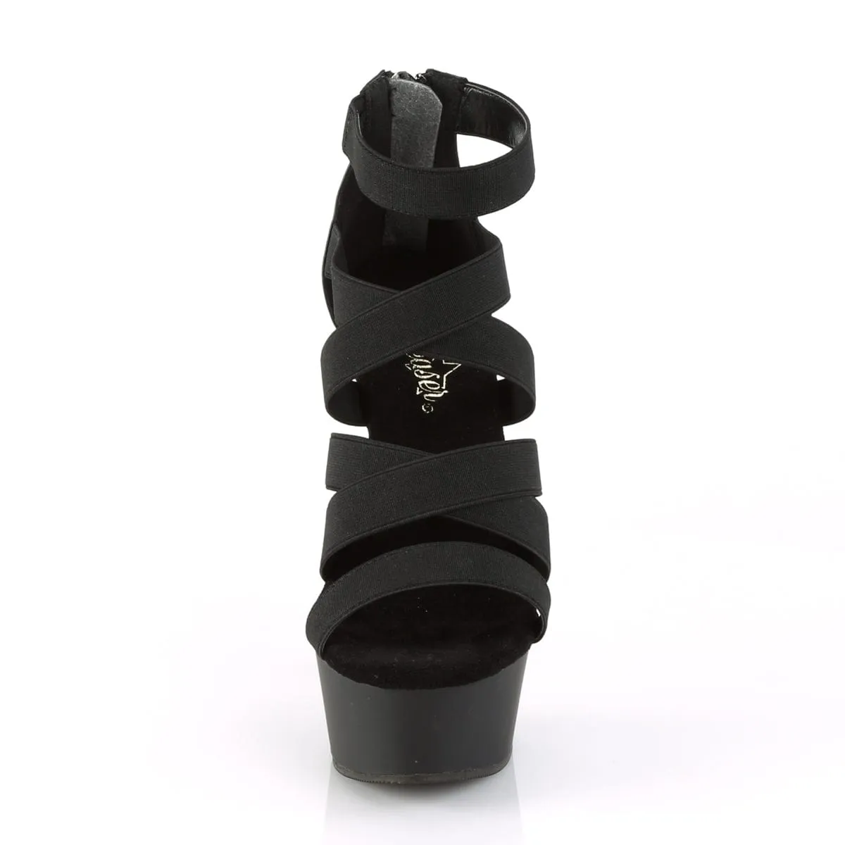 DELIGHT-659 Black Elastic Band-Faux Leather/Black Matte