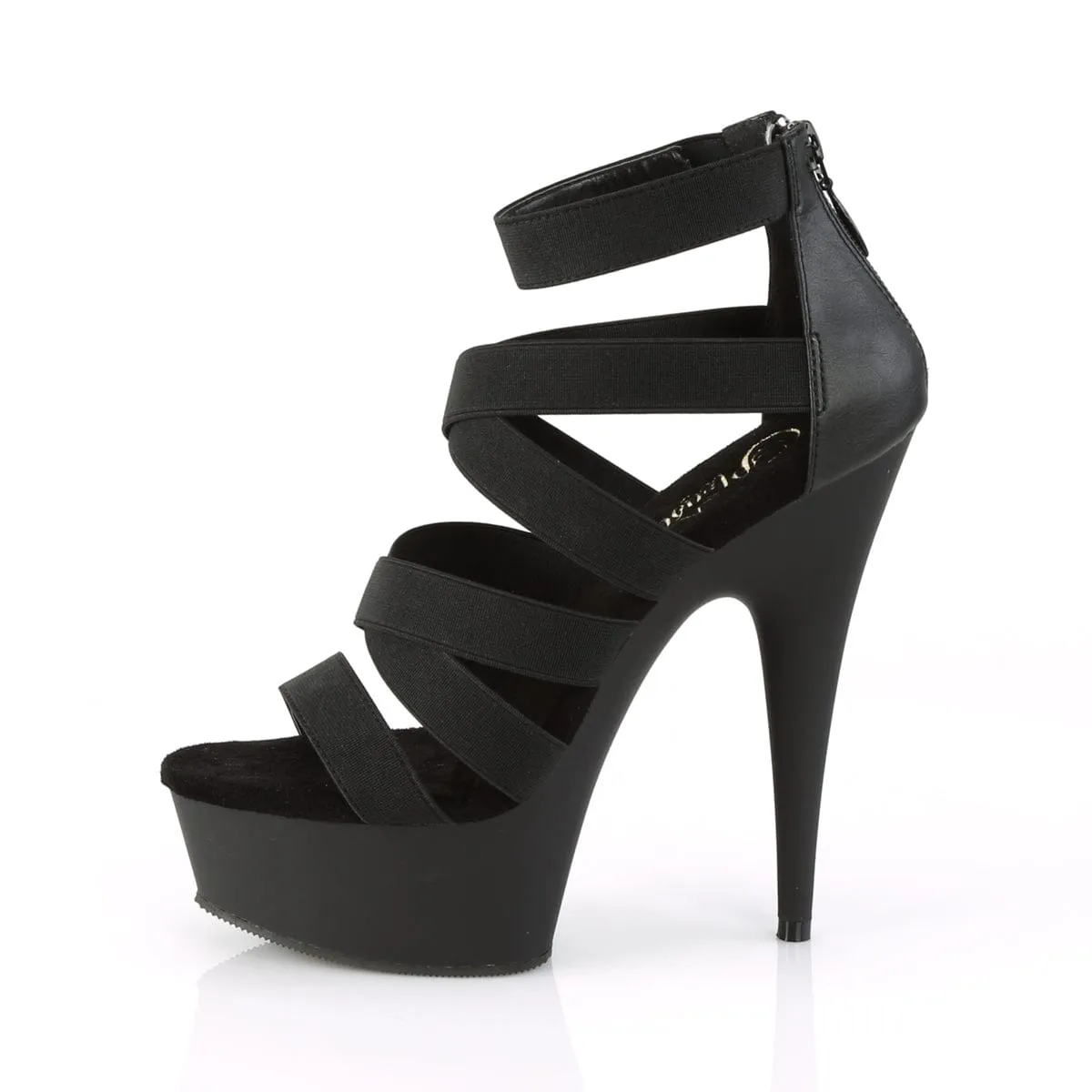 DELIGHT-659 Black Elastic Band-Faux Leather/Black Matte