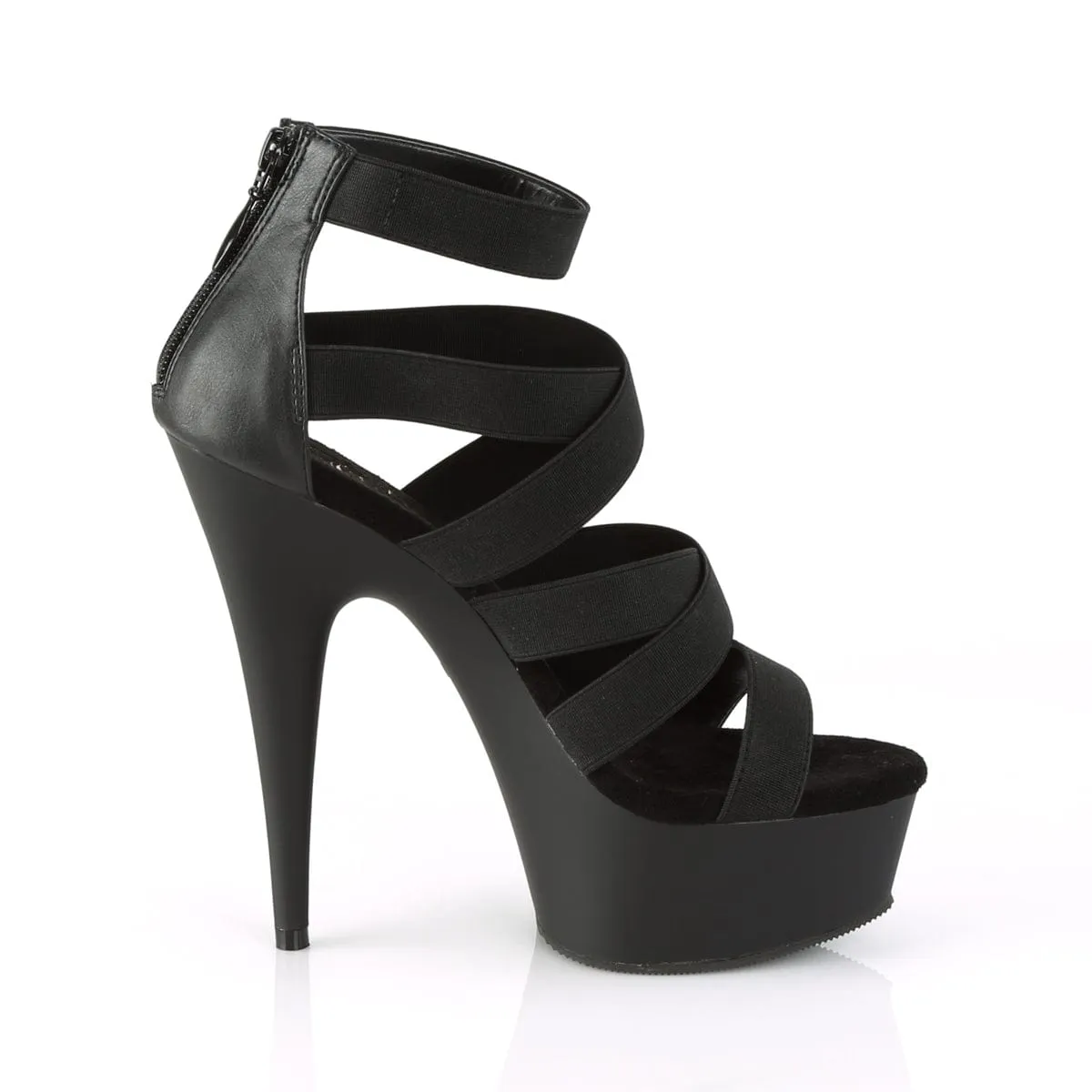 DELIGHT-659 Black Elastic Band-Faux Leather/Black Matte