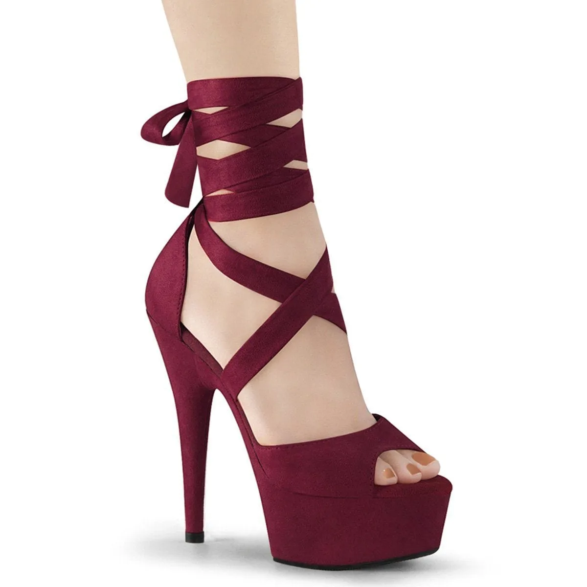 DELIGHT-679 Burgundy Faux Suede/Burgundy Faux Suede