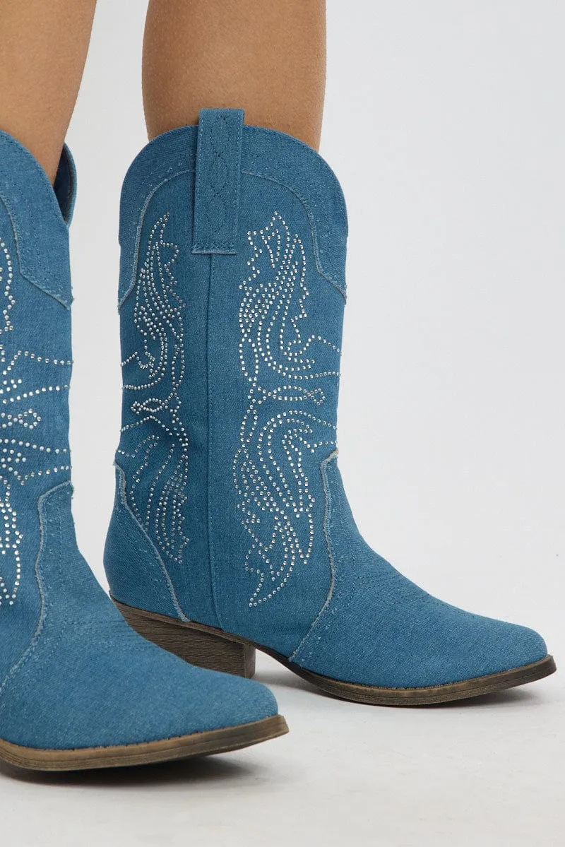 Denim Cowboy Boots