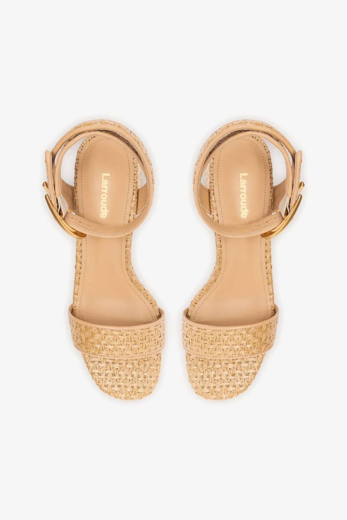 Dolly Verona Low Sandal In Natural Raffia and Beige Leather