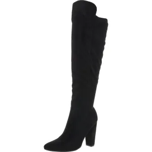 Dominga Womens Solid Faux Suede Knee-High Boots