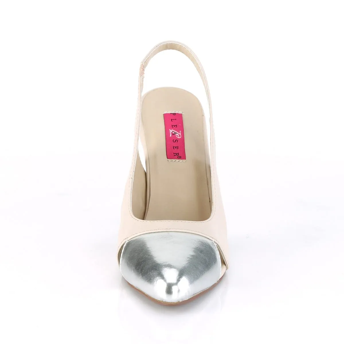 DREAM-405 Beige Faux Leather-Silver Metallic Pu