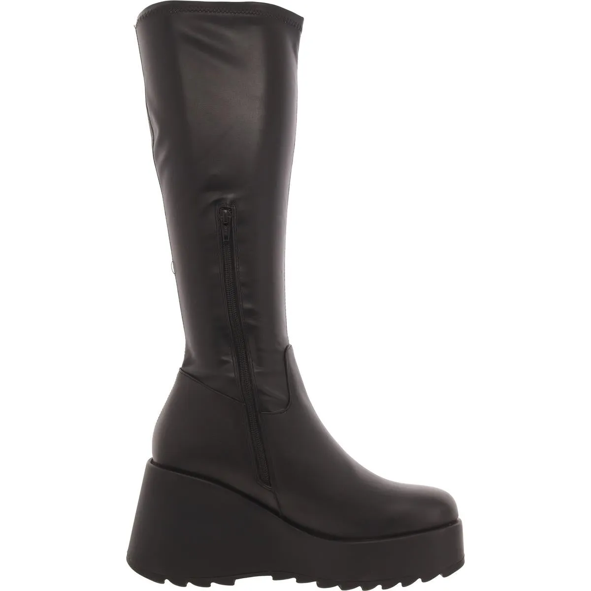 Duke Womens Faux Leather Tall Wedge Boots