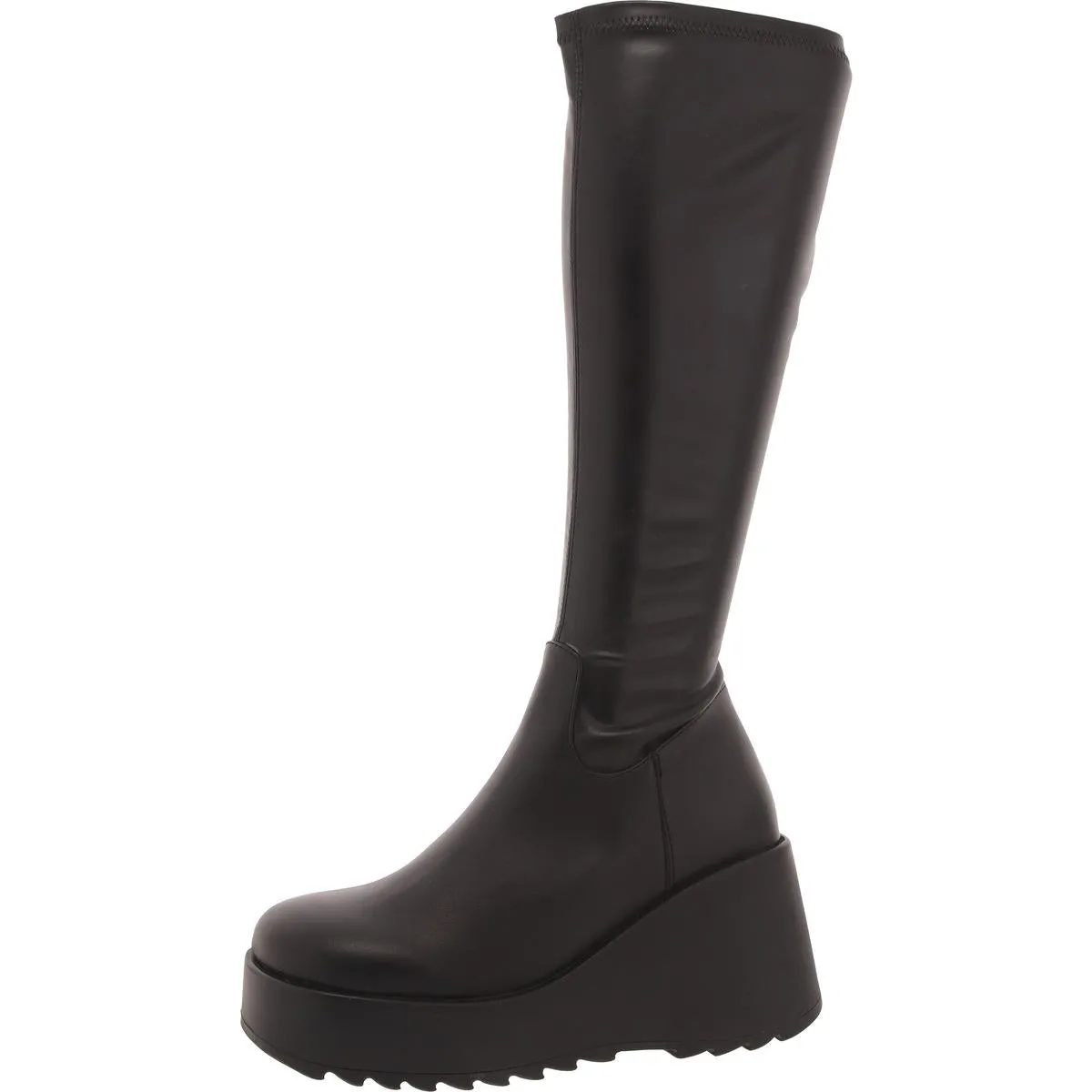 Duke Womens Faux Leather Tall Wedge Boots