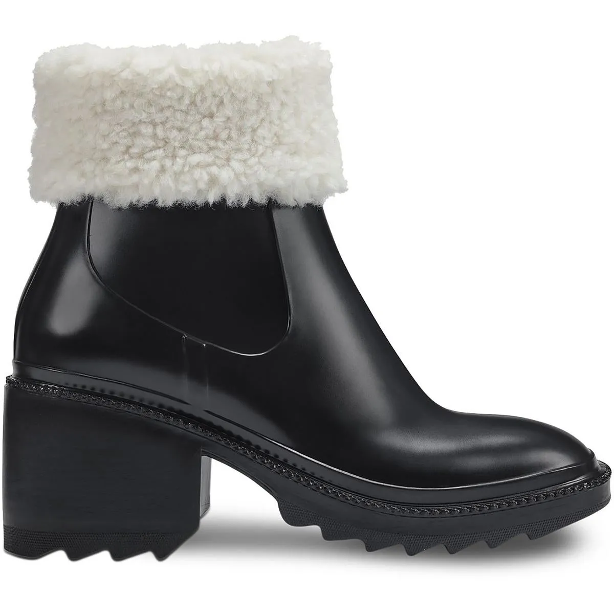 Eadin Womens Faux Fur Lined Faux Fur Trim Rain Boots