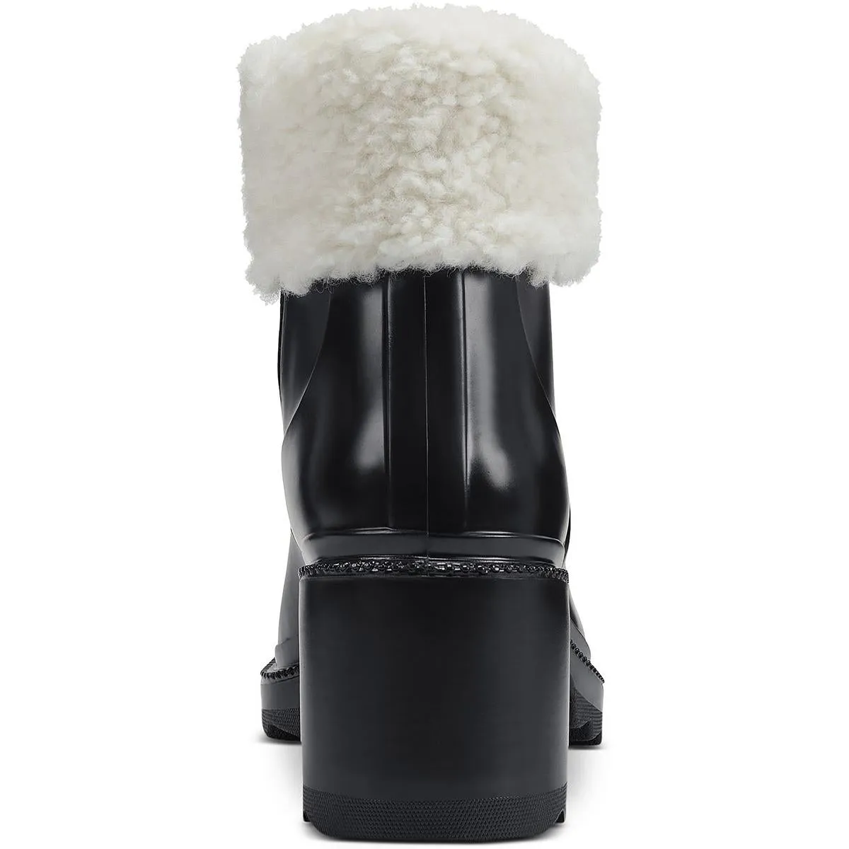 Eadin Womens Faux Fur Lined Faux Fur Trim Rain Boots