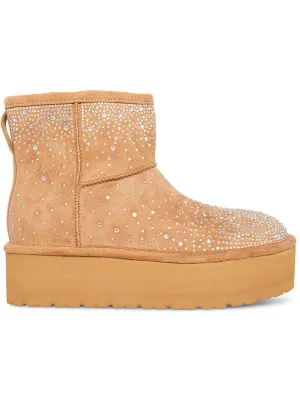 Ease-HR Womens Faux Fur Flatform Ankle Boots