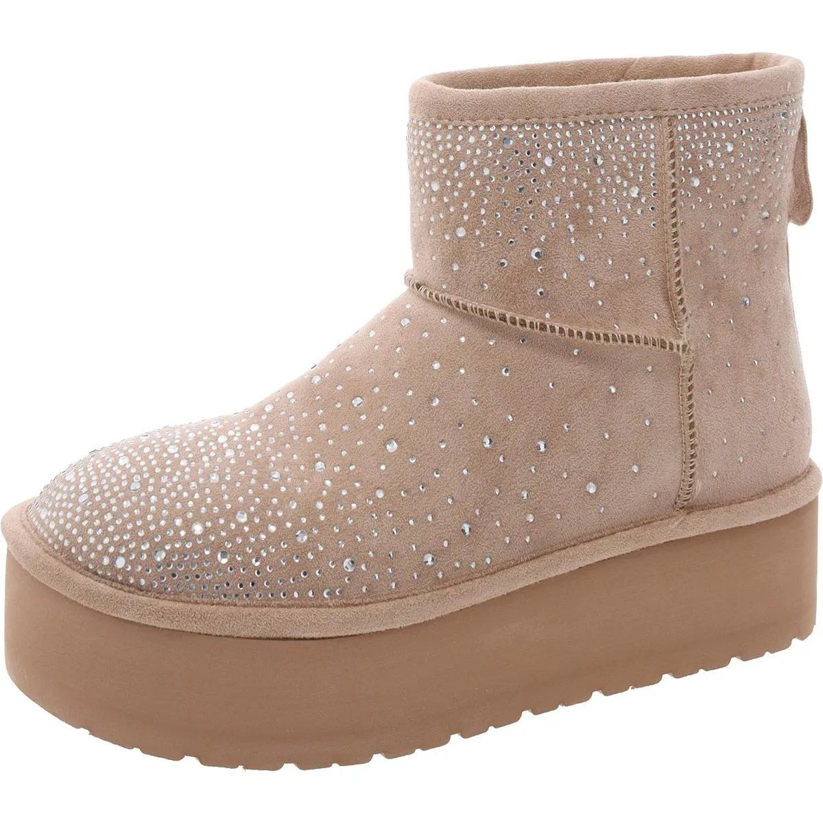 Ease-HR Womens Faux Fur Flatform Ankle Boots