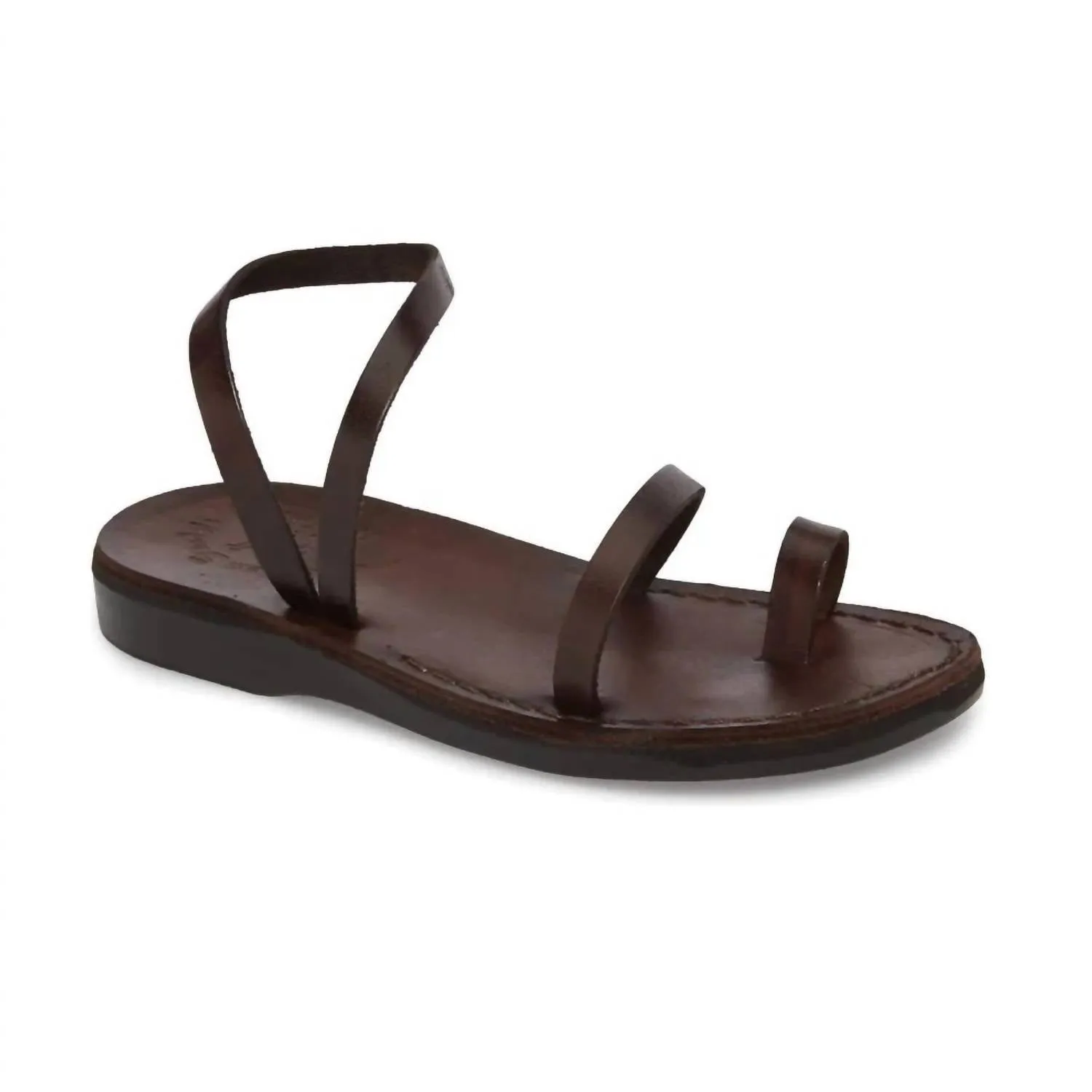 Ella Ankle Strap Flat Sandal In Brown