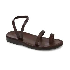 Ella Ankle Strap Flat Sandal In Brown