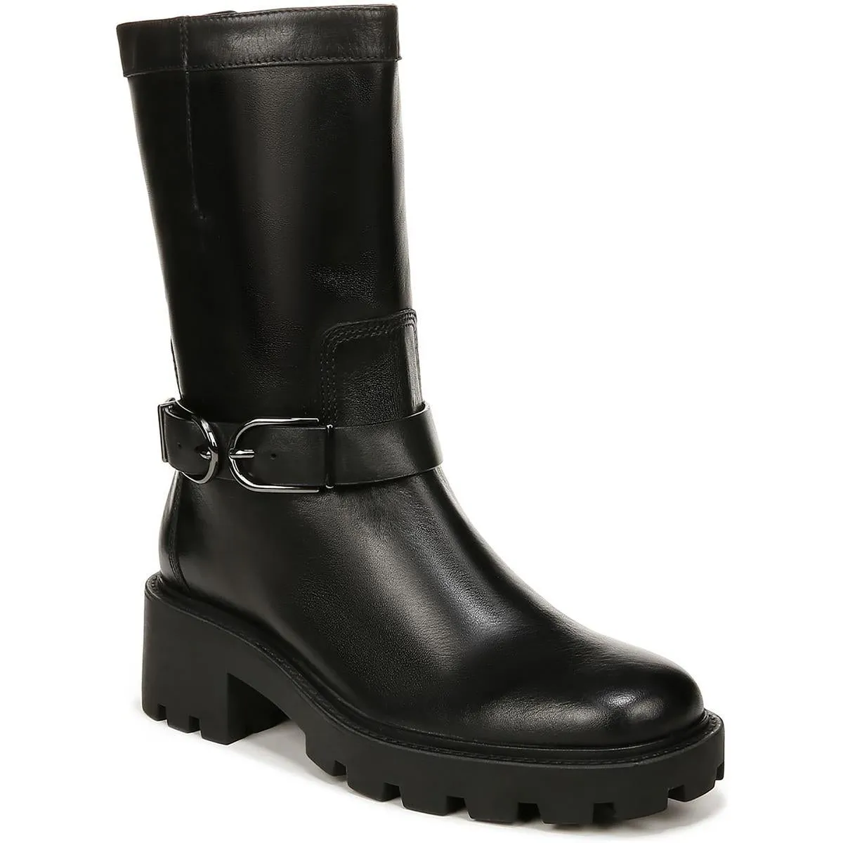 Elle Womens Zipper Block Heel Motorcycle Boots