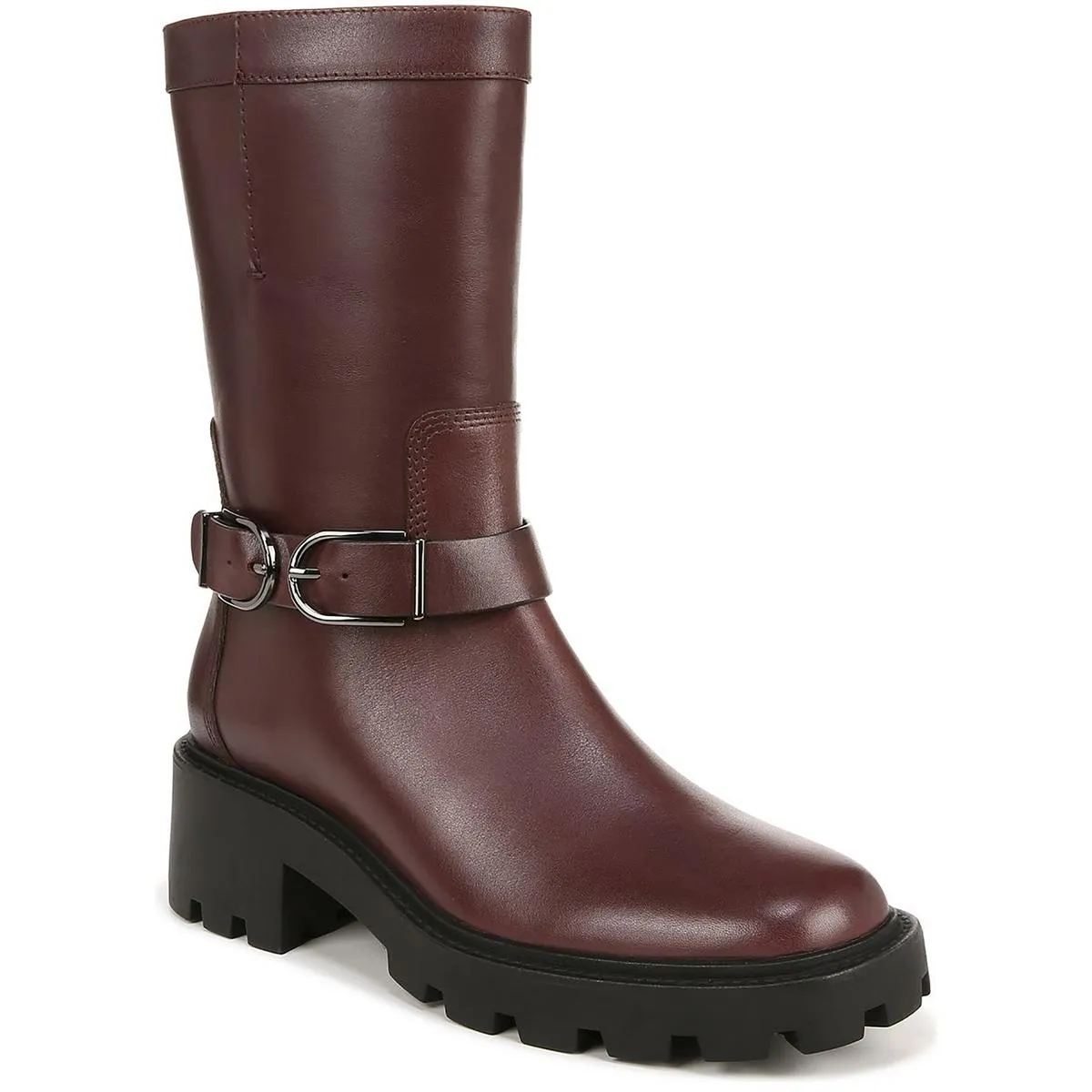 Elle Womens Zipper Block Heel Motorcycle Boots