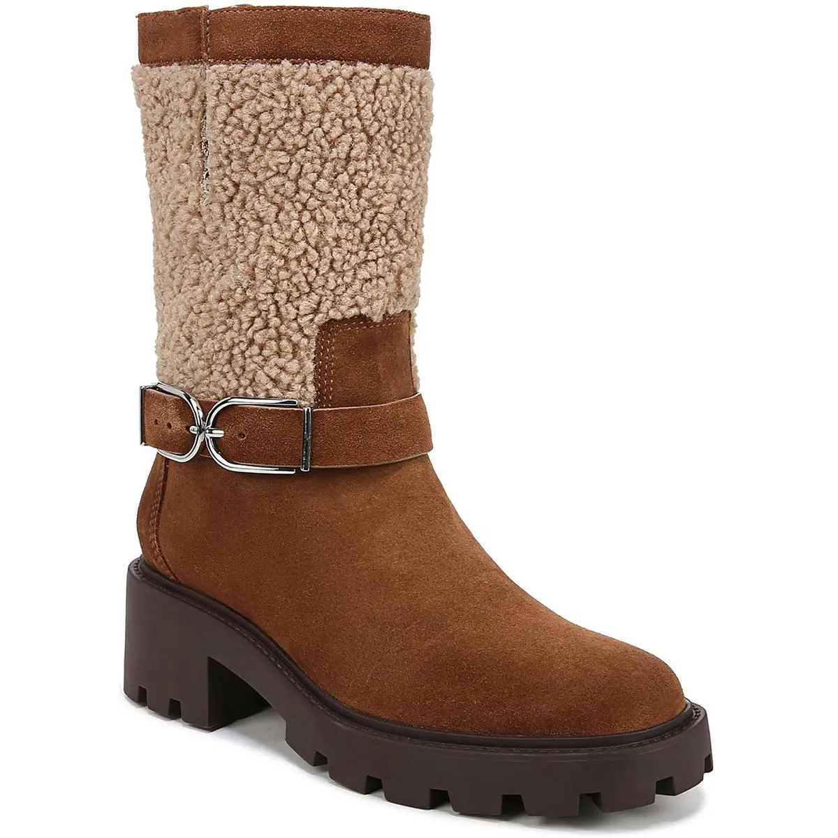 Elle Womens Zipper Block Heel Motorcycle Boots