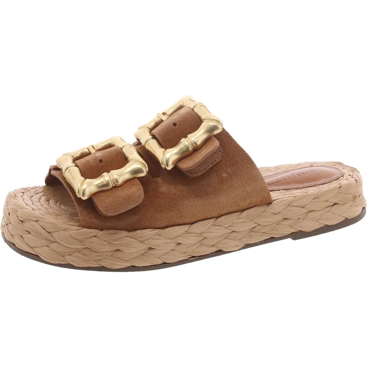 ENOLA Womens Leathee Manmade Slide Sandals