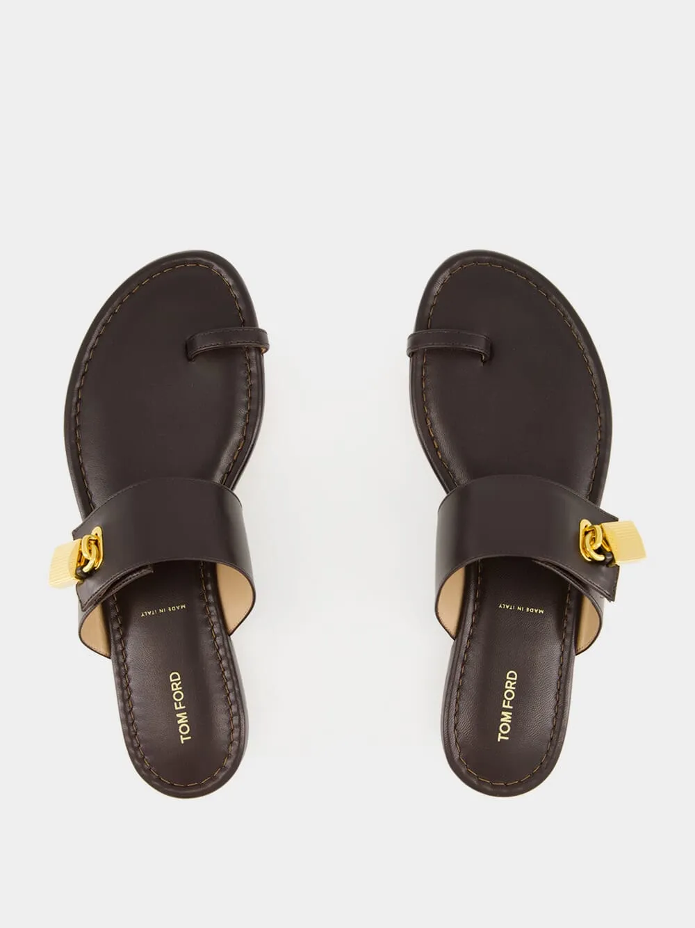 Espresso Flat Leather Sandals
