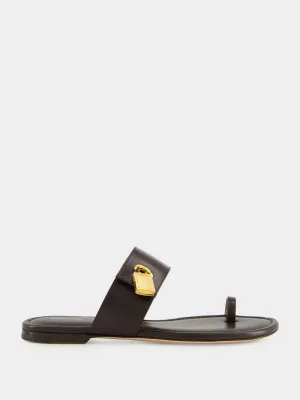 Espresso Flat Leather Sandals