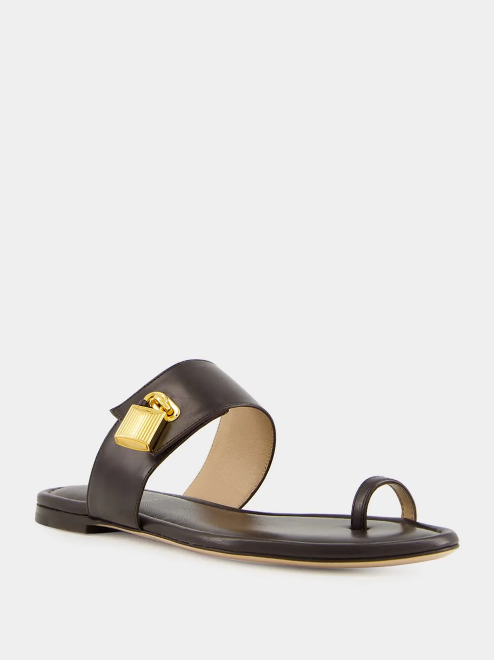 Espresso Flat Leather Sandals