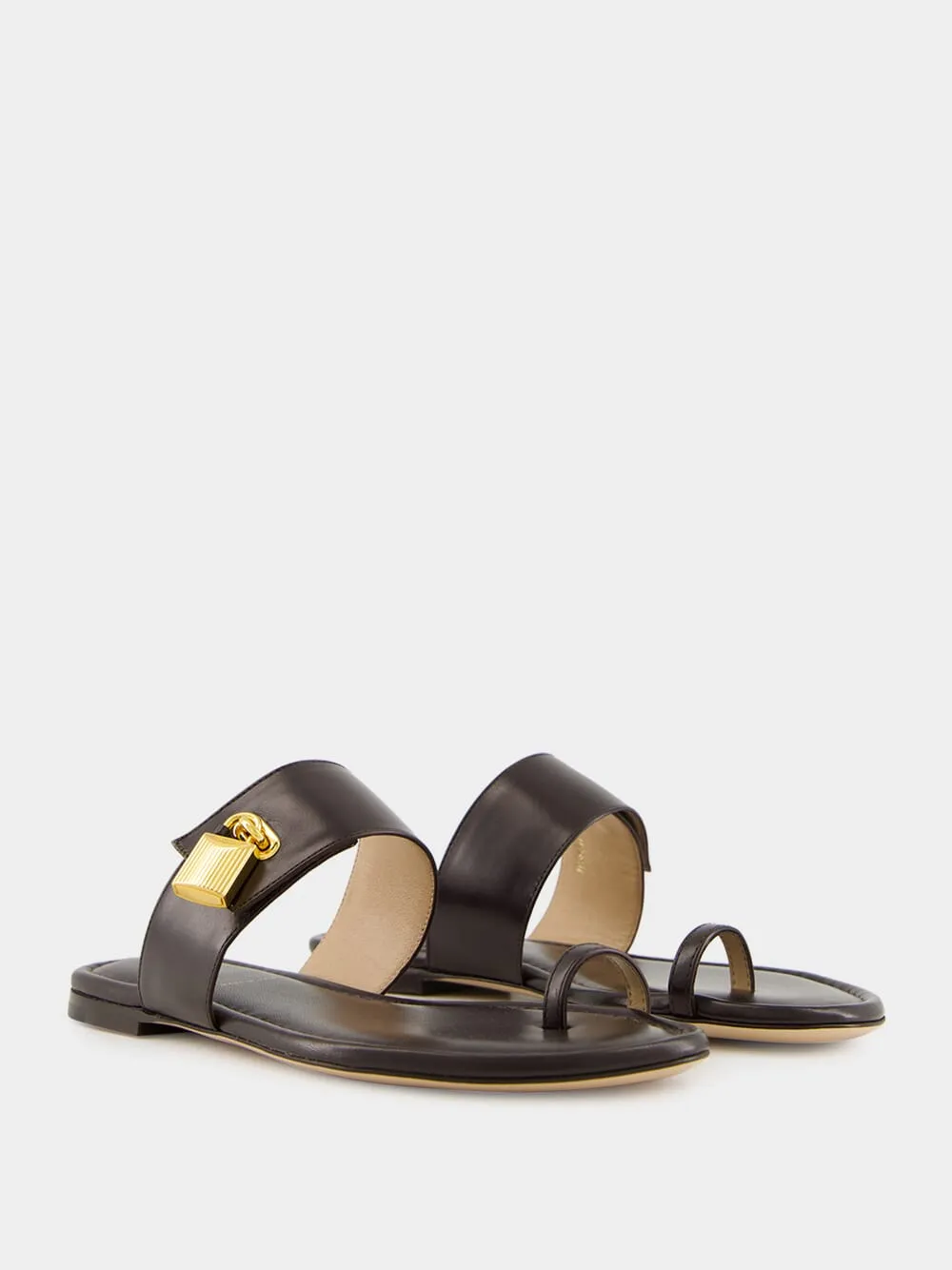 Espresso Flat Leather Sandals
