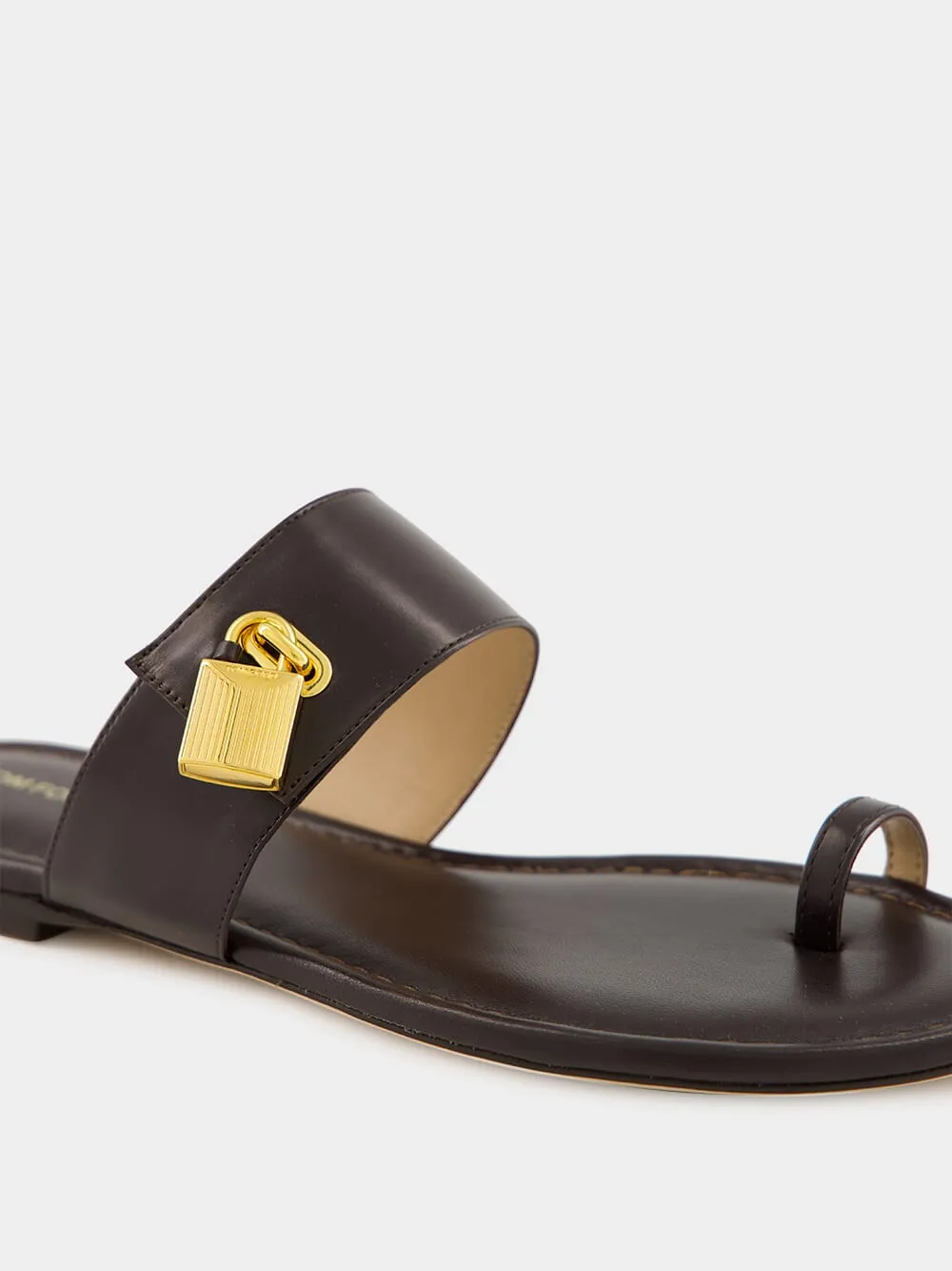 Espresso Flat Leather Sandals
