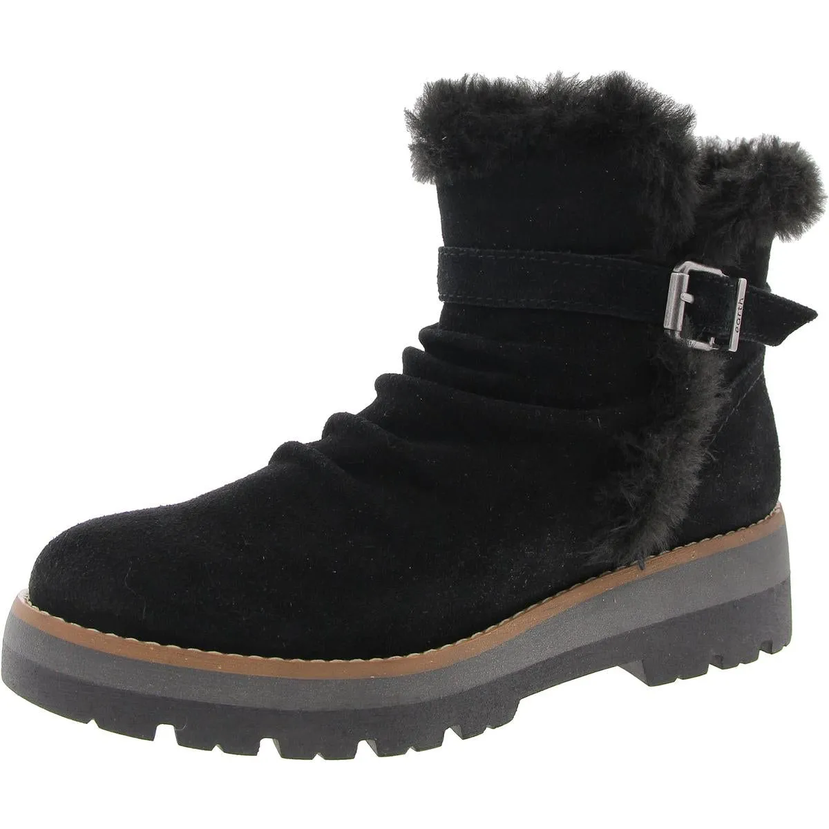 ETYARA Womens Faux Fur Lined Leather Shearling Boots