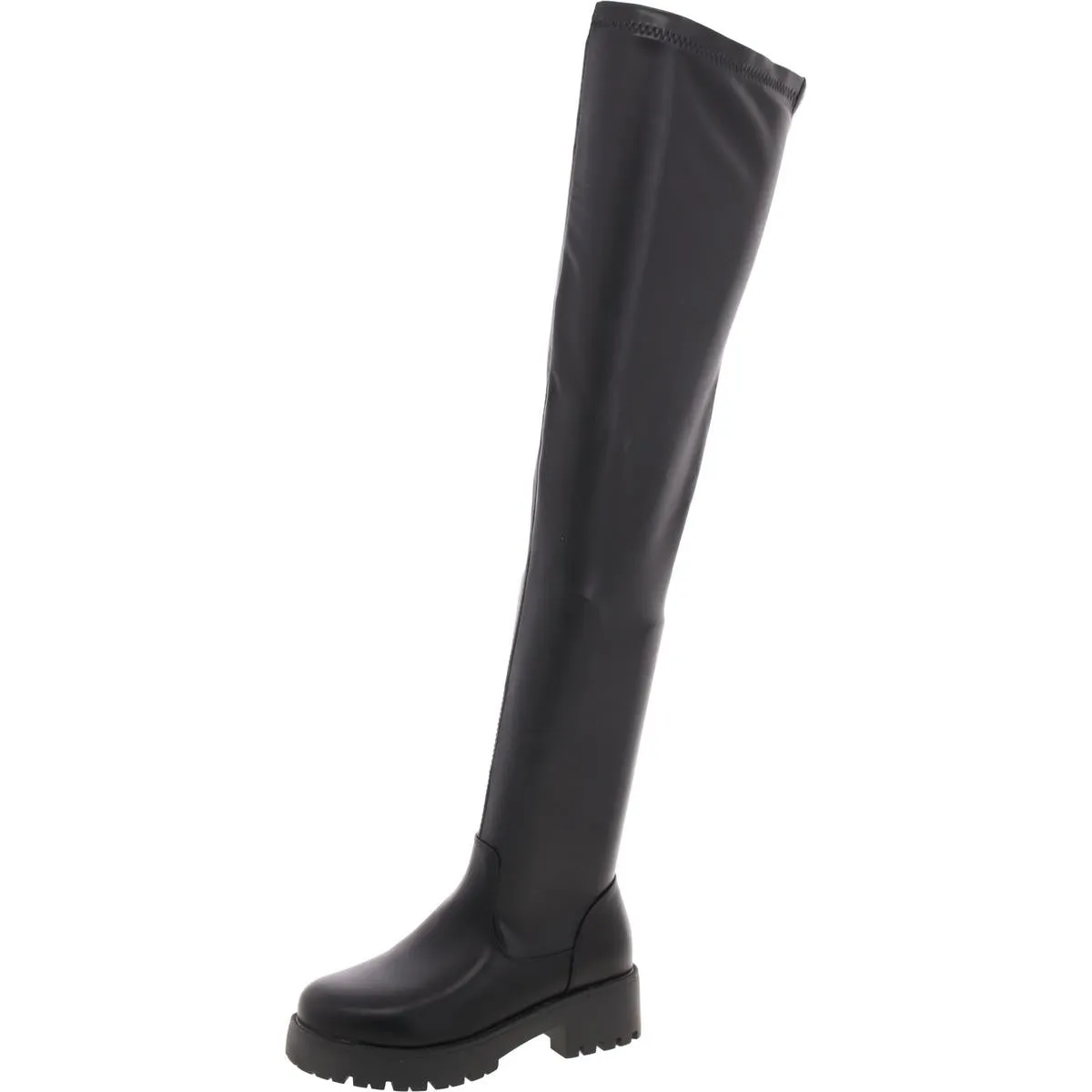 Eureva Womens Faux Leather Pull On Over-The-Knee Boots