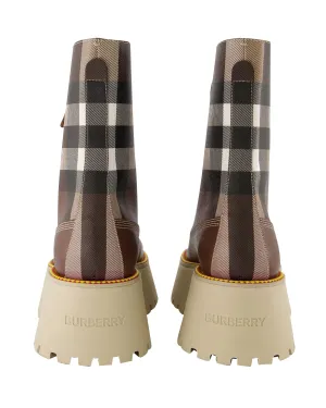 Exaggerated Check leatherette platform boots
