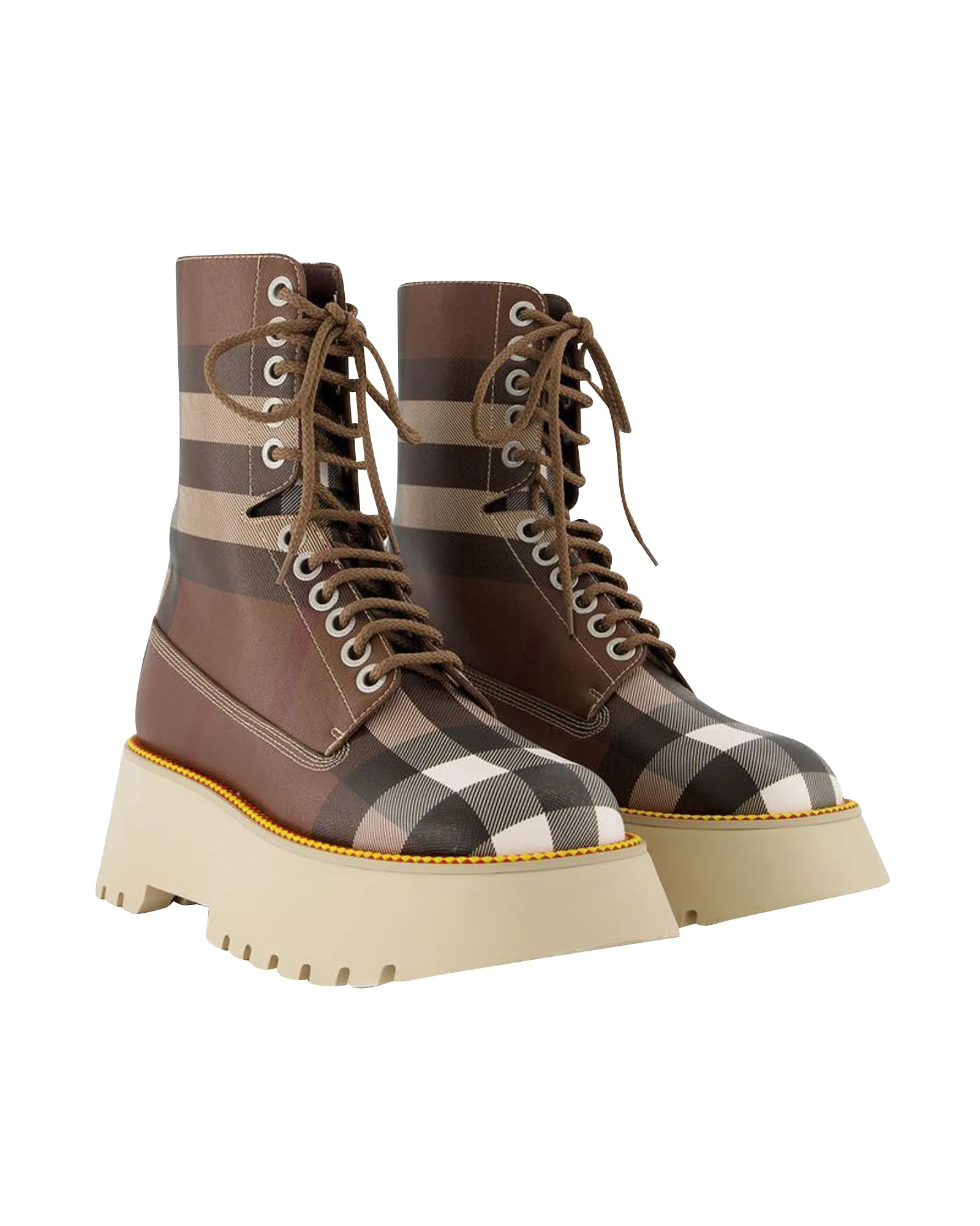 Exaggerated Check leatherette platform boots