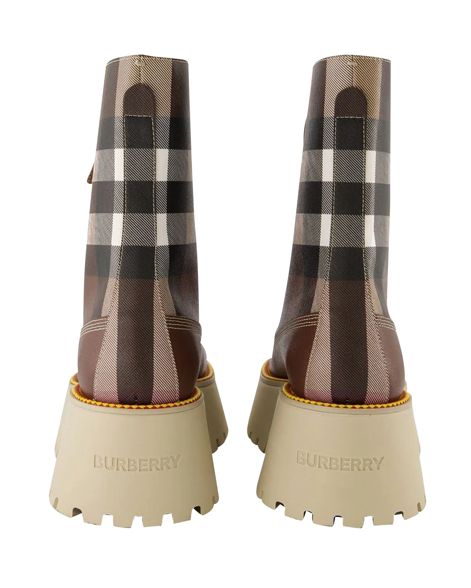 Exaggerated Check leatherette platform boots