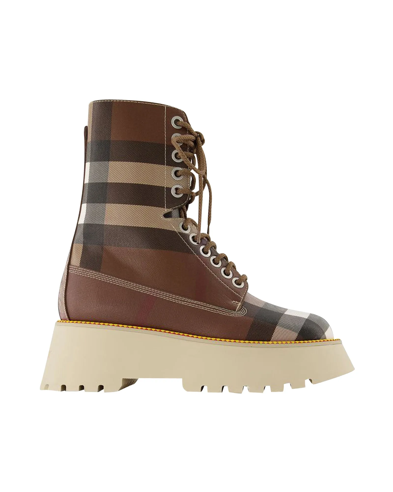 Exaggerated Check leatherette platform boots