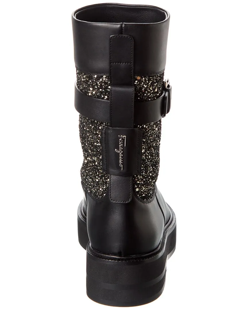 Ferragamo Ean Leather & Glitter Boot