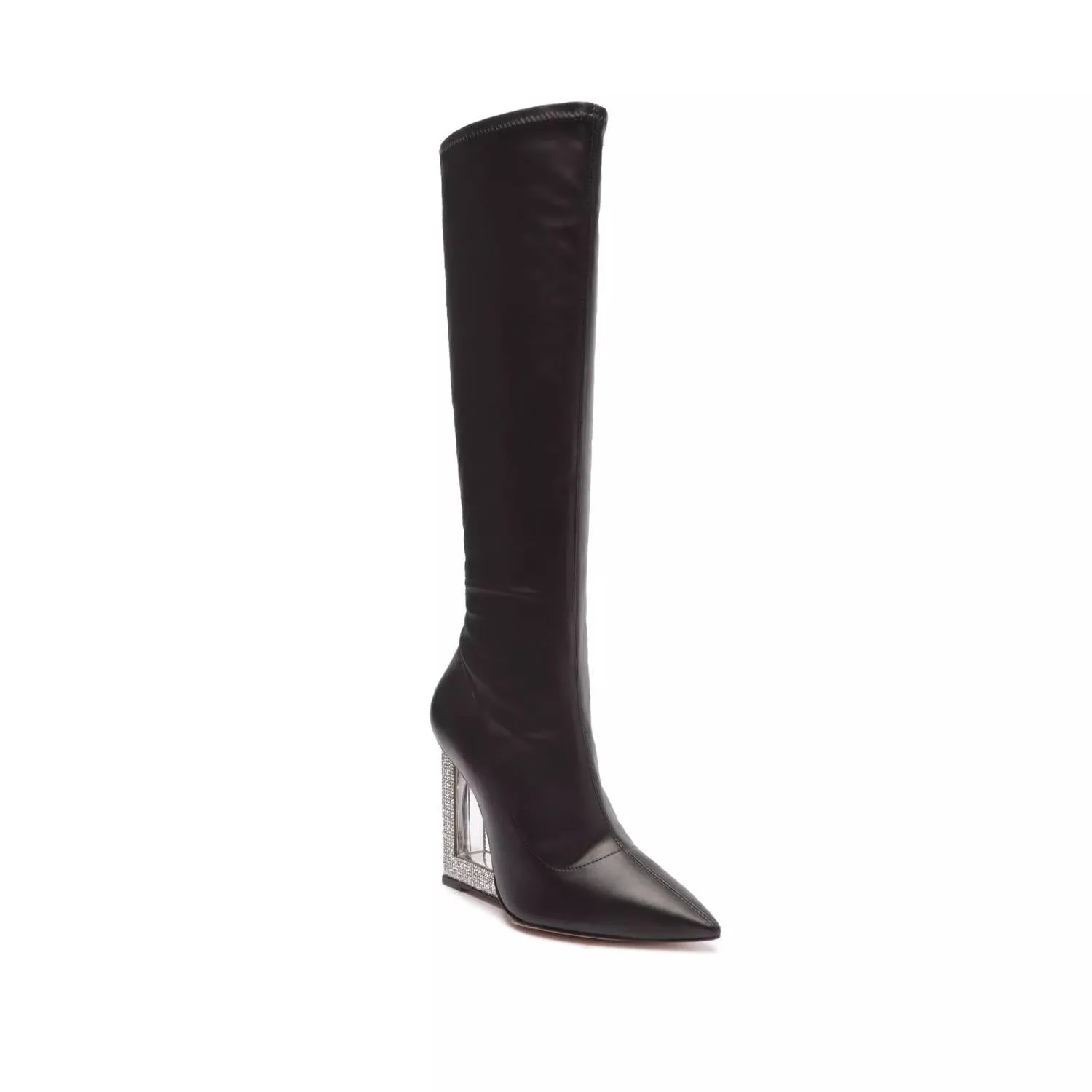 Filipa Pointed Toe Wedge Boots In Black
