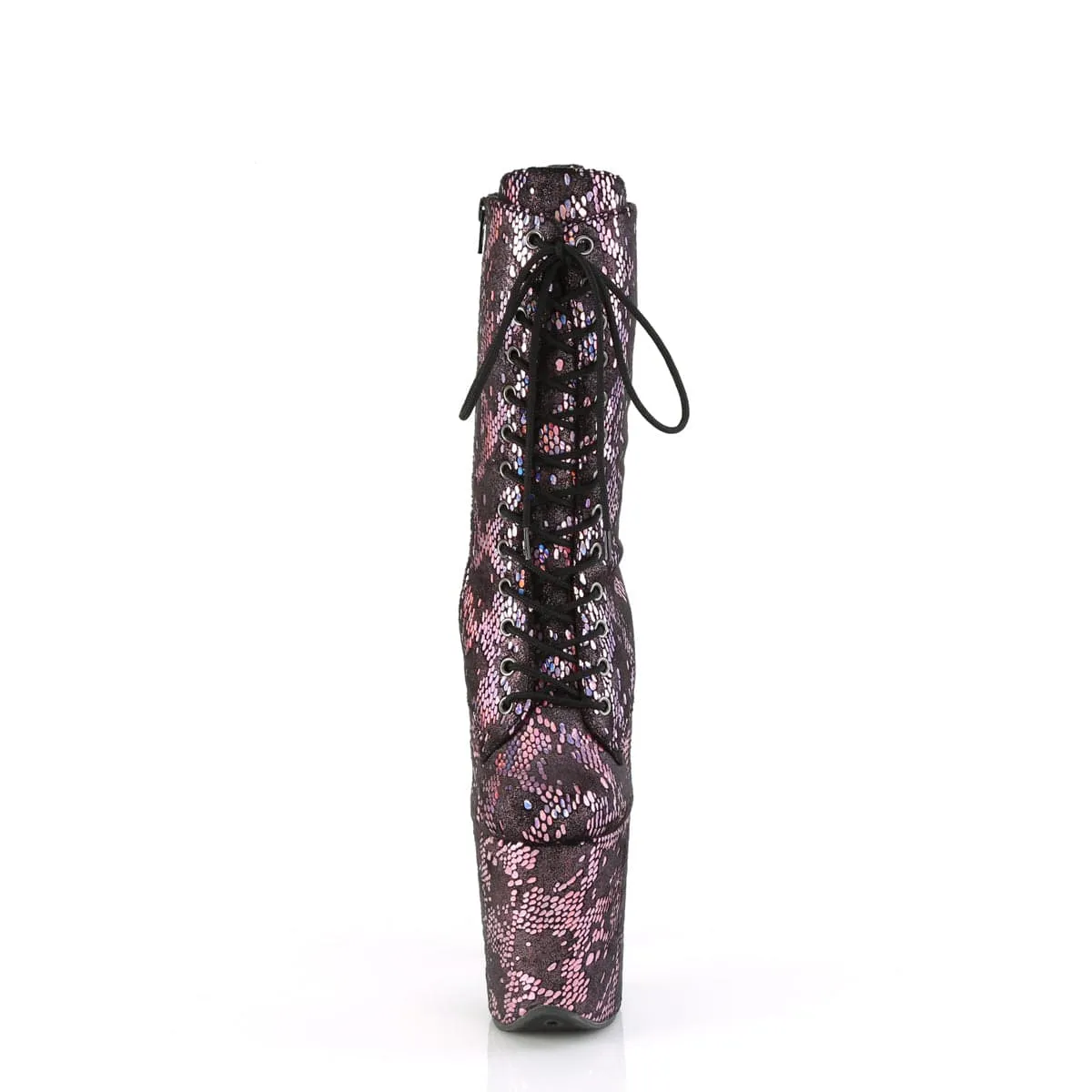 FLAMINGO-1040S Platform  Baby Pink Metallic Hologram Snake Print Fabric/M