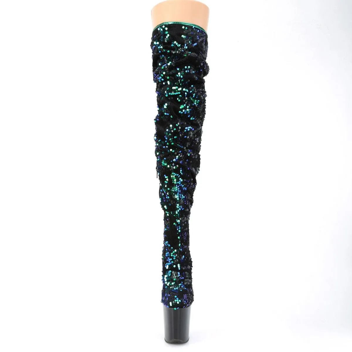 FLAMINGO-3004 Green Iridescent Sequins/Black