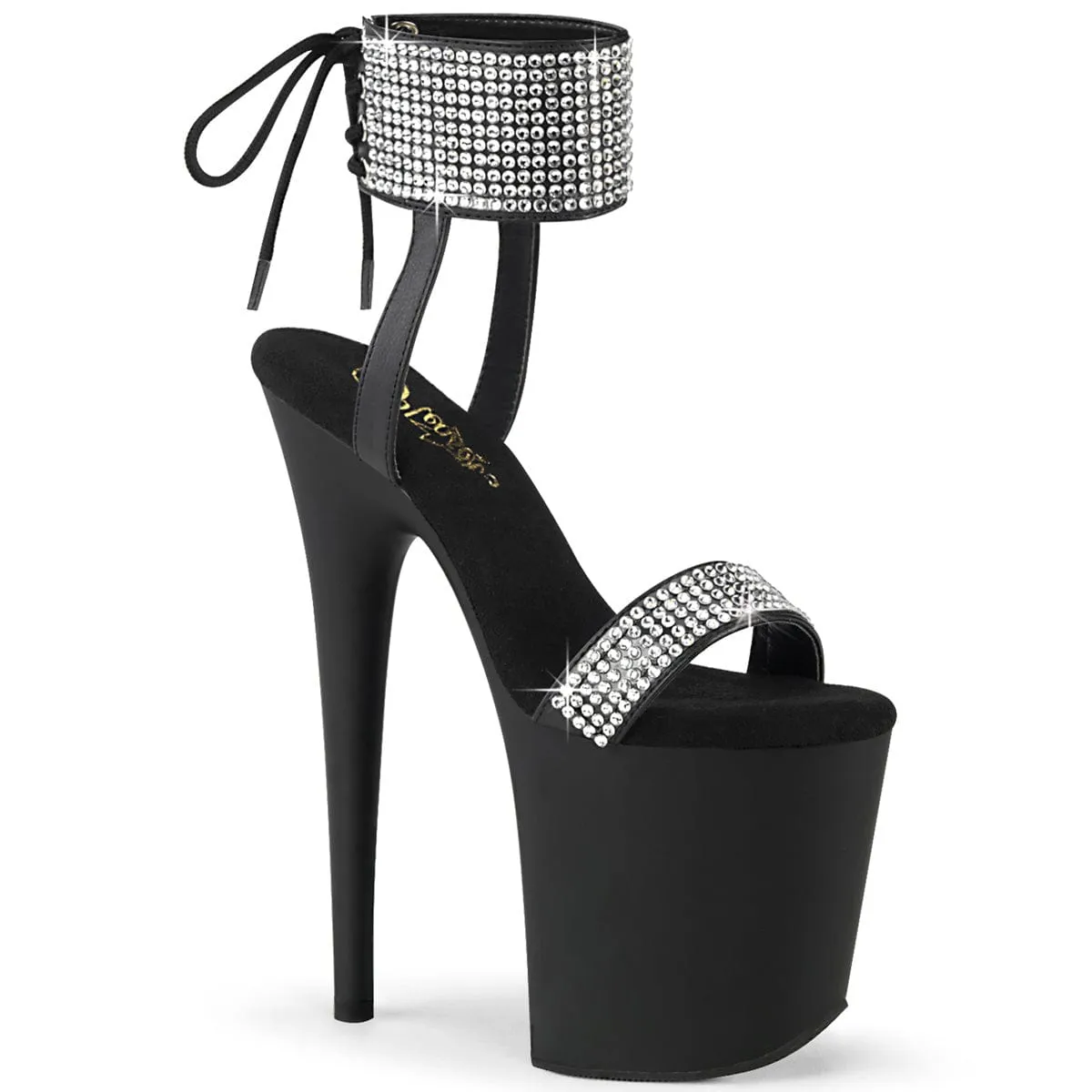 FLAMINGO-870 Black Faux Leather-Rhinestones/Black Matte